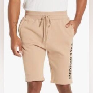 MENS TRUE RELIGION
NICE DAY JOGGER SHORTS EUC TAUPE/TAN SIZE M